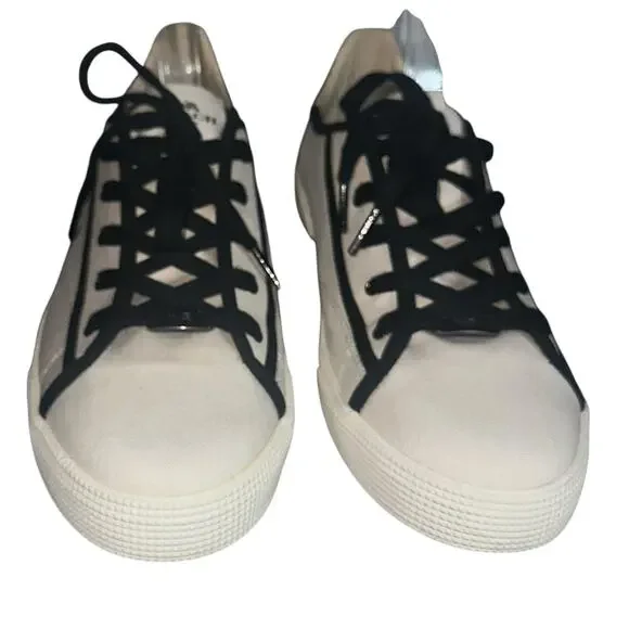Coach FG3846 Logo Canvas Sneakers Women’s Sz 9B White Black Lace Up Casual Shoes - Picture 2 of 15